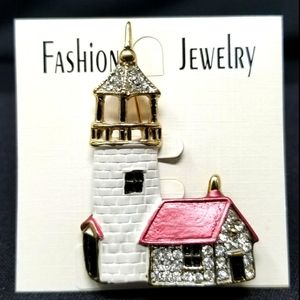 NWT - FASHION JEWELRY LIGHT HOUSE BROOCH